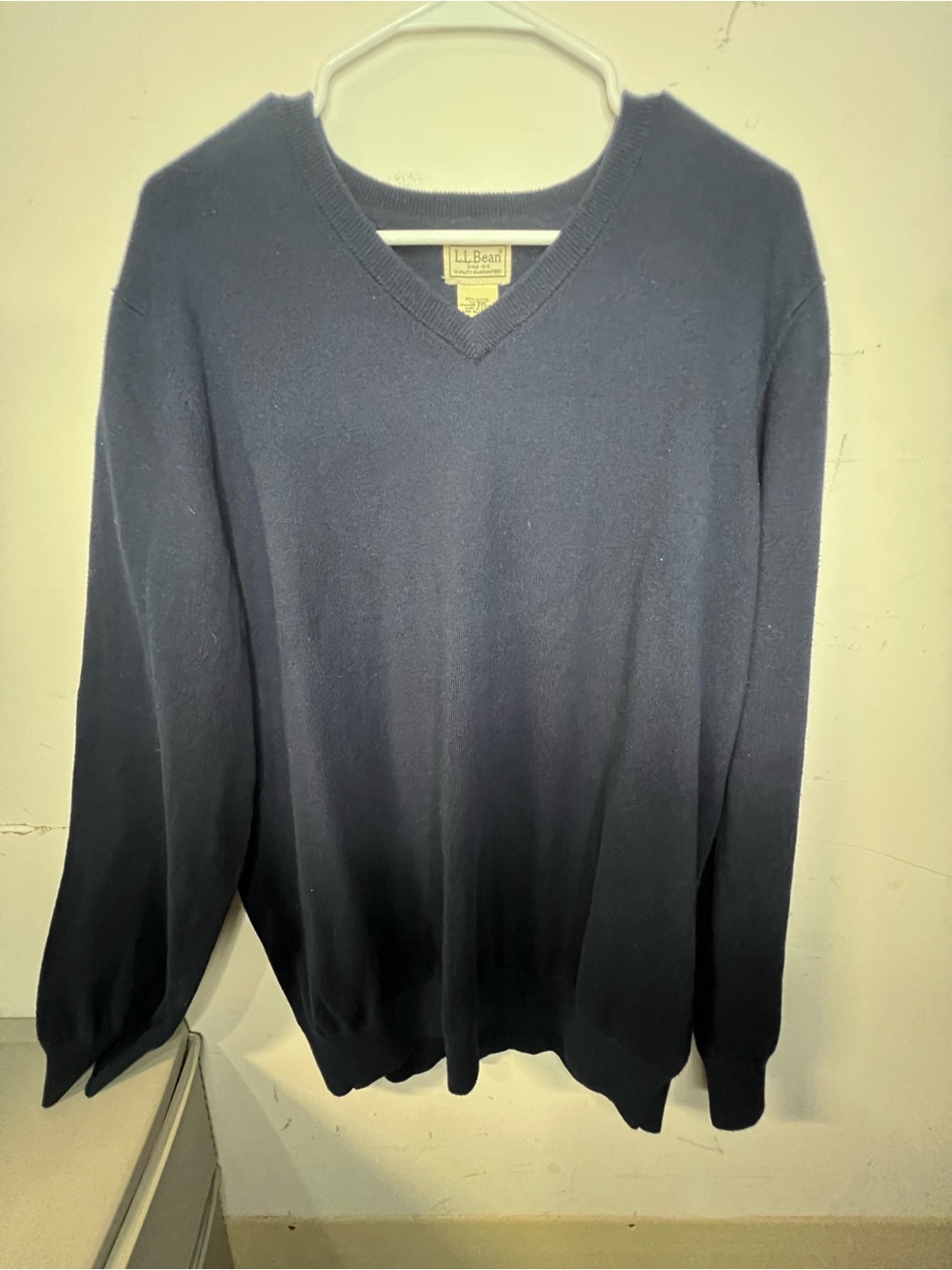 L.L. Bean Men's Navy V-Neck Cashmere Sweater